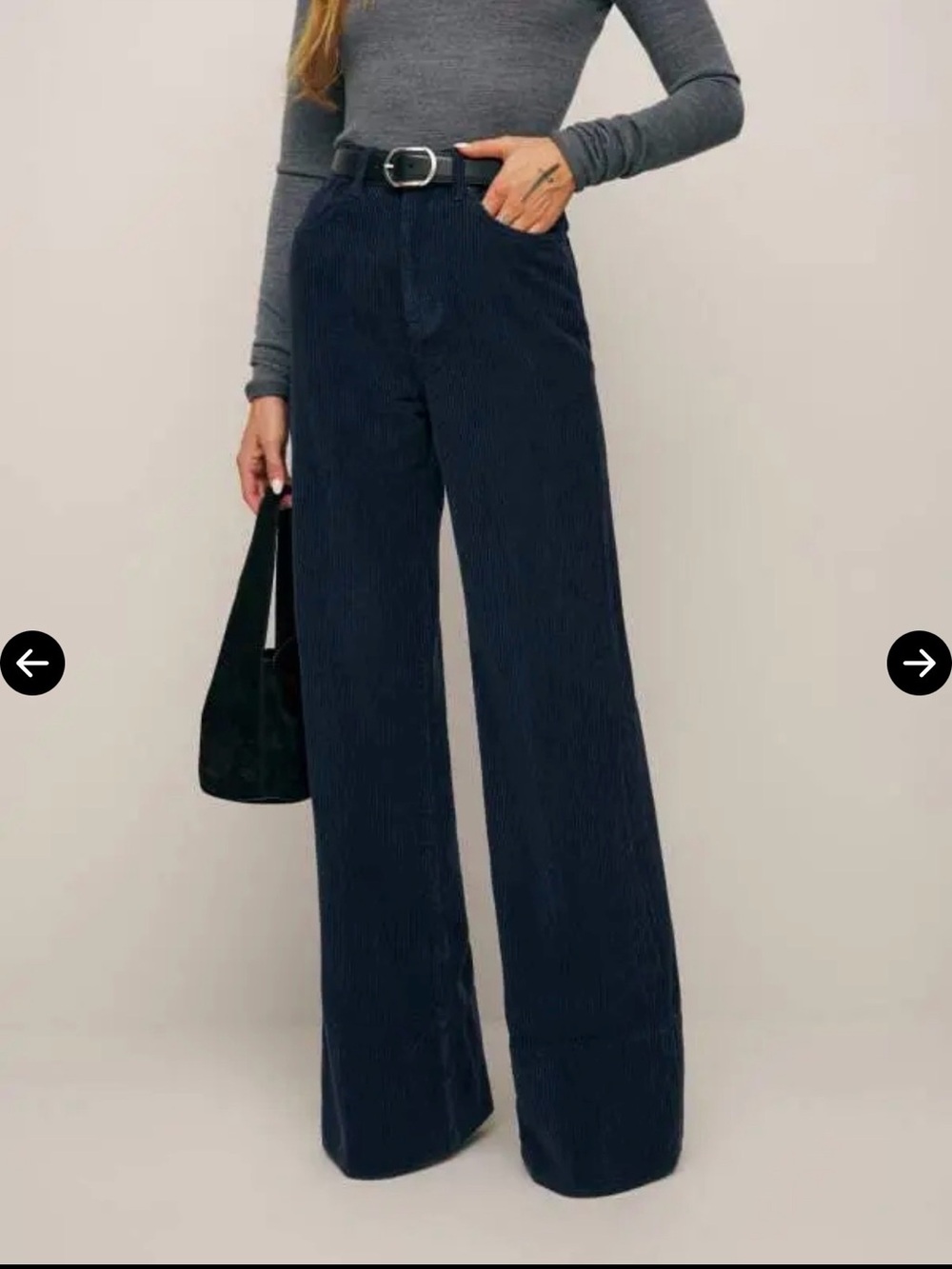 Reformation 24 Penney High Rise Relaxed Flare Corduroy Pants Blue